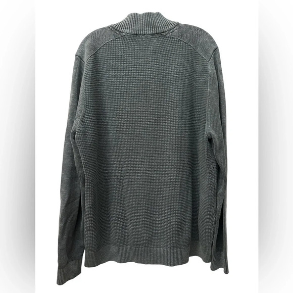 Tommy Bahama Tidemark Half-Zip Sweater Waffle Knit Quarter Zip Size XL Gray - Picture 2 of 5